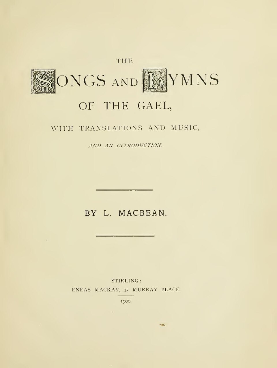 Title page of The Songs and Hymns of the Gael